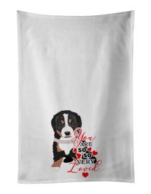 NEW Bernese Mountain Dog Puppy #1 so Loved Kitchen Towel Set of 2 White Dish Towels Decorative Bathroom Hand towel for Hand, Face, Hair, Yoga, Tea