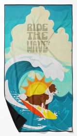 Surfer Dog Red Border Collie Premium Beach Towel Oversized Towel Beach Blanket, Pool, Beach Essentials, Yoga, Premium Bath Towel, Quick Dry Plush