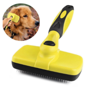 Dog Self Cleaning Slicker Brush (Color: Yellow)